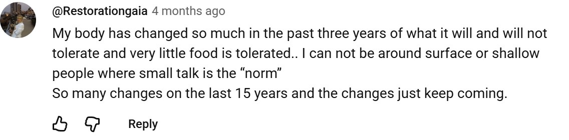 YouTube comment by @Restorationgaia